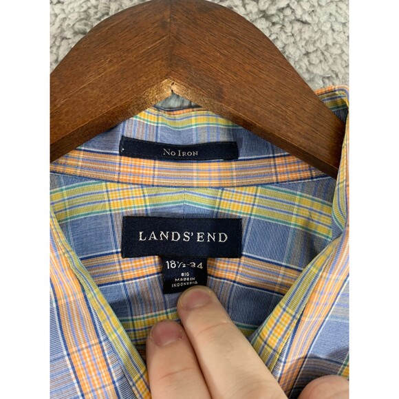 Land's End 18.5-34 No Iron Long Sleeve Button Up Shirt Vibrant Pastel Easter - Picture 4 of 10